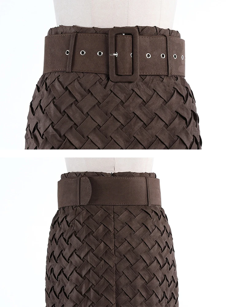 TWOTWINSTYLE повседневная трикотажная юбка для женщин с высокой талией простая