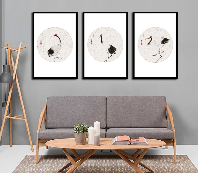 Картина на холсте в китайском стиле с изображением журавля|Рисование и