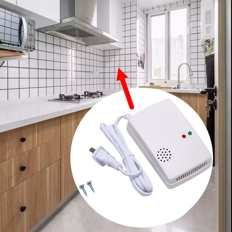 

1 Set Gas Leak Detector Sensitivity Combustible Alarm Coal Natural Portable Warning EU UK Plug