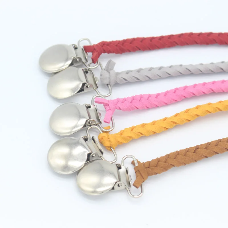 Leather Baby Silicone Pacifier Clips Chain Dummy Clip Pacifier Holder Nipple Soother Chain For Baby Infant Feeding Supplies Gift