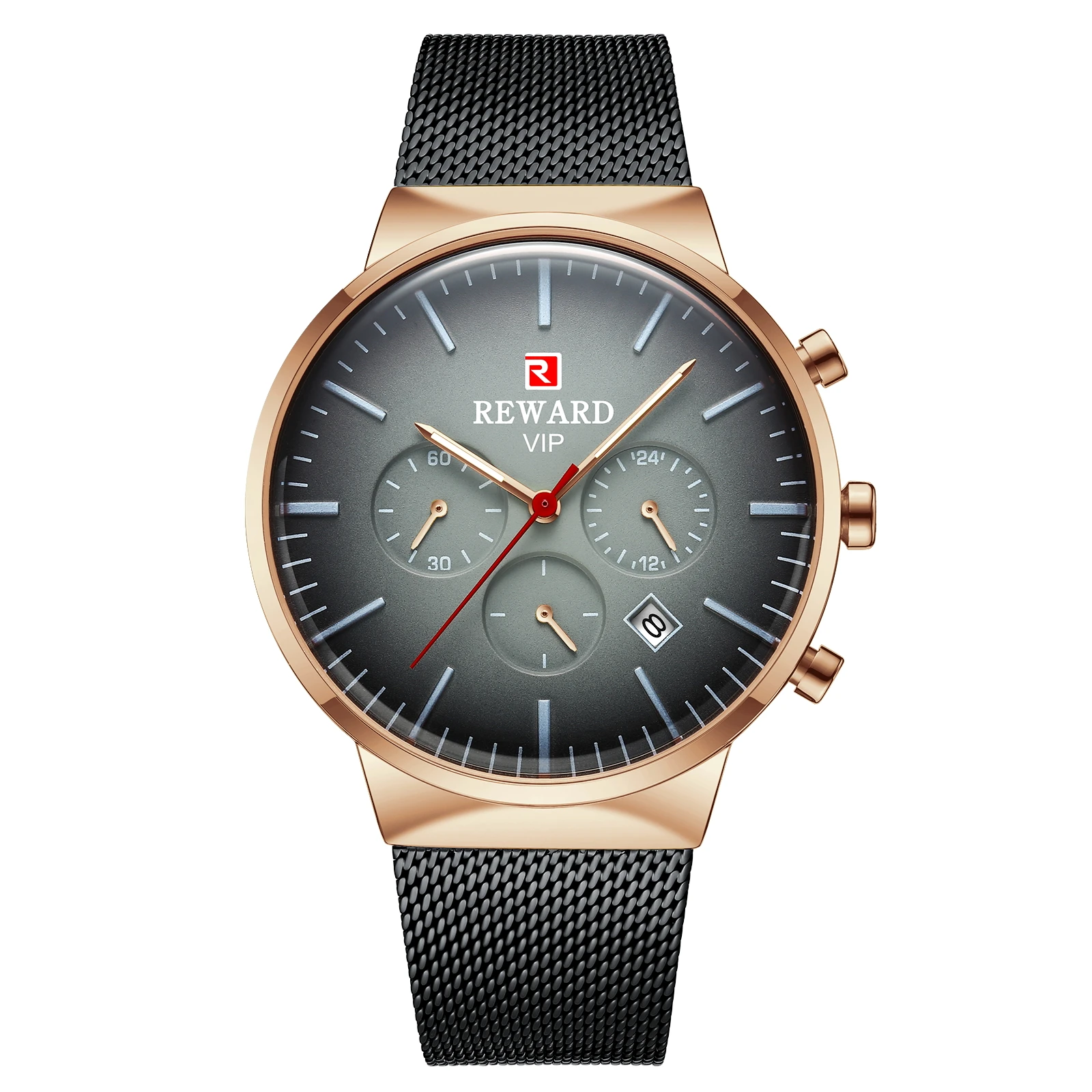 Модные женские кварцевые часы с тройным циферблатом и сетчатым ремешком