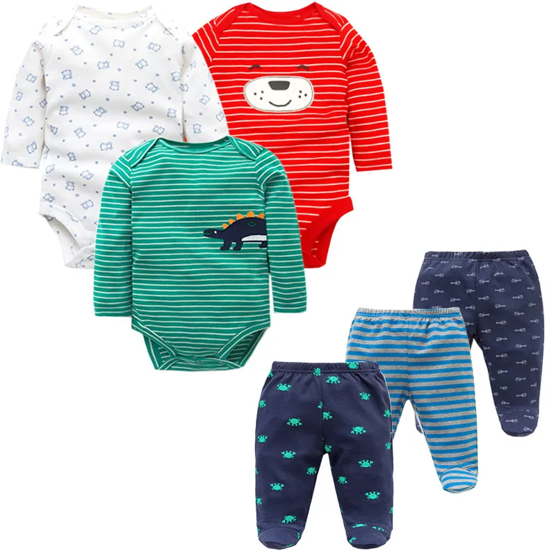 Style 8 6 шт./лот; комплекты модной одежды для малышей; хлопковые комбинезоны с длинными рукавами для новорожденных и малышей+ штанишки для малышей; одежда для маленьких мальчиков и девочек - Цвет: Style 8
