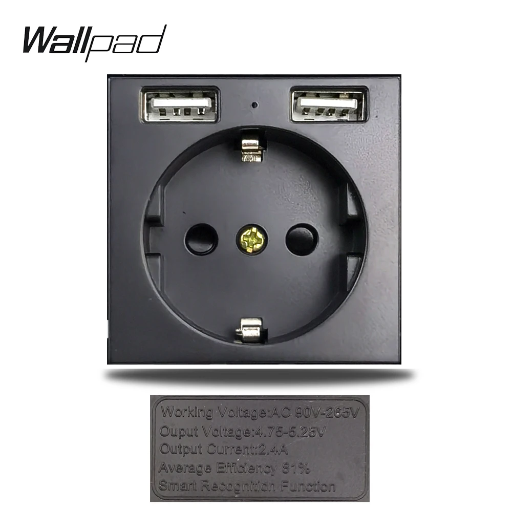 

Wallpad S6 Черная матовая настенная розетка