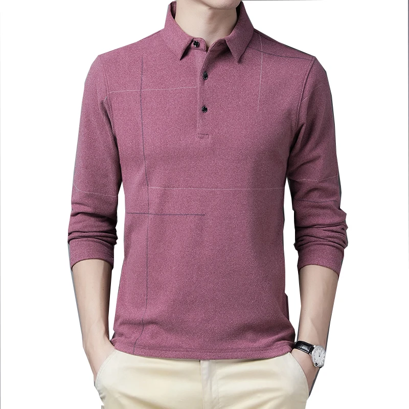 Мужская футболка с отложным воротником BROWON повседневная однотонная приталенная