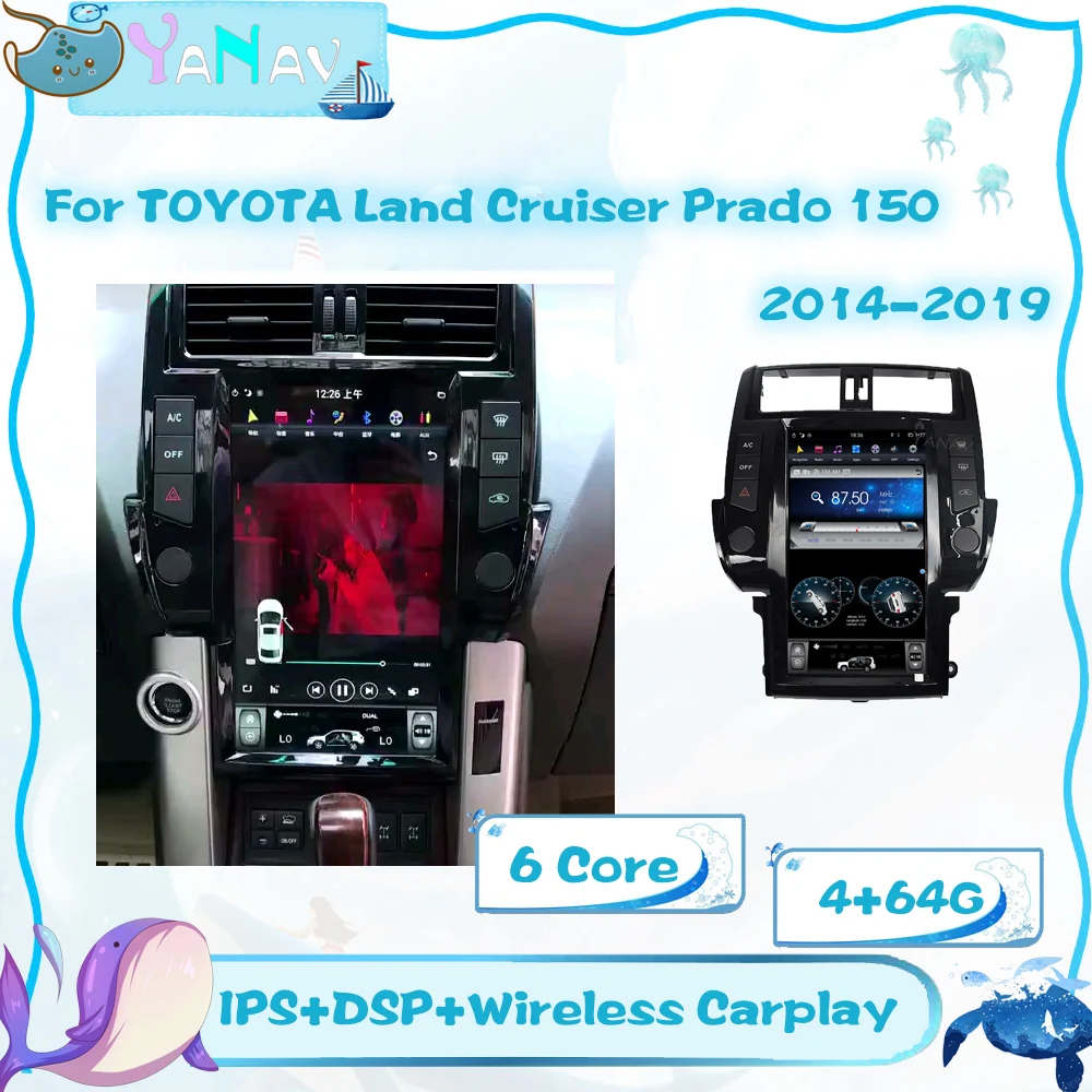 

Автомагнитола 2 Din на Android для TOYOTA Land Cruiser Prado 150 2014-2019, GPS-навигатор, магнитофон, Мультимедийный MP3-плеер для Carplay