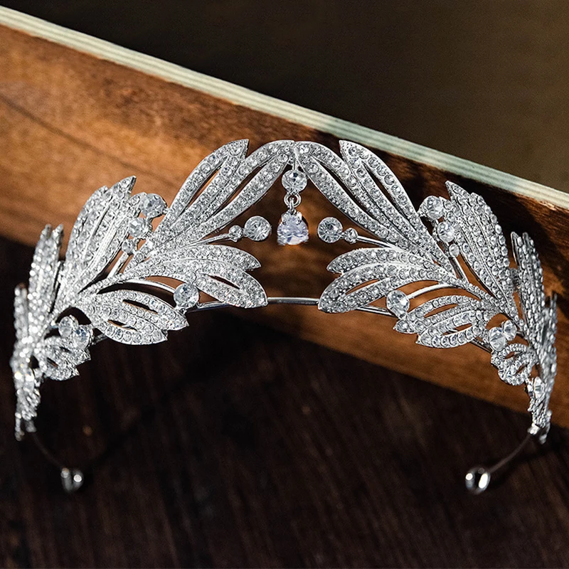 

Украшение Стразы блестящее обруч для волос блестящие свадебные аксессуары для волос с листьями и кристаллами для невесты для женщин и деву...