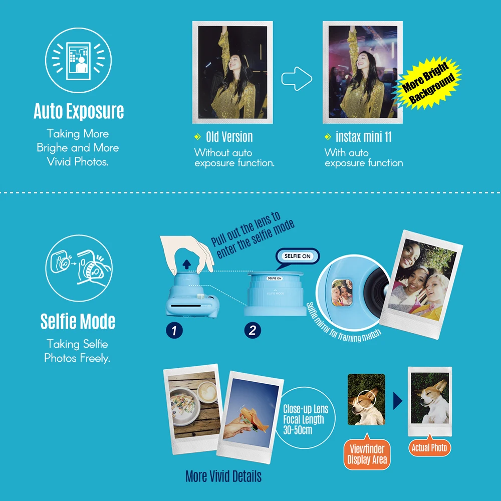 

New 5 Colors Fujifilm Instax Mini 11 Instant Camera Photo Camera+14 in 1 Kit Video Bag Case Protector Filter+Album+Sticker