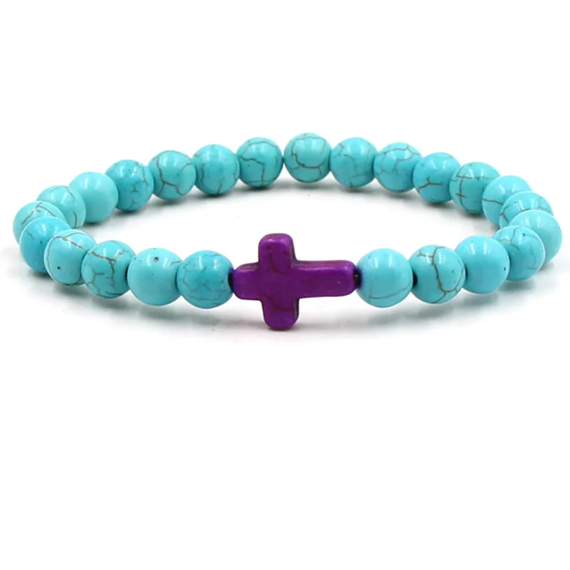 

Trendy Classic Blue stones Beads Bracelet 9 colors Cross Bracelets for Women&Men Charm Jewelry Elegant Pulseras Handmade Gifts