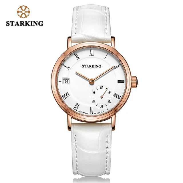 AL0198RL11 Механические Женские часы STARKING с сапфировым стеклом, водонепроницаемые, 5 АТМ, автоматические, с автоматической датой, из натуральной кожи - Цвет: AL0198RL11