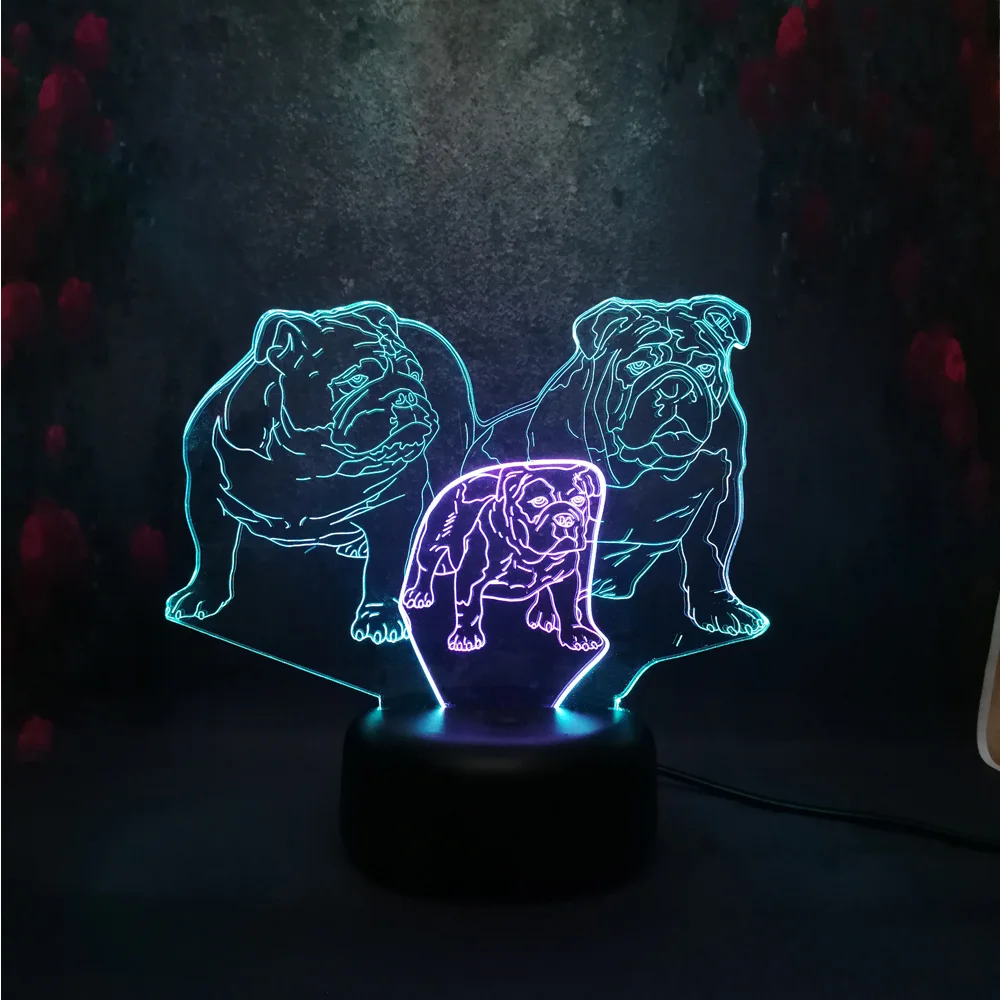 Иллюзия визуальный светодиодный 3D стерео настольная лампа собака Pooch семейная
