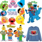 Мультяшные термоклейкие термонаклейки на одежду с изображением Улица Сезам, термоклейкие термонаклейки для одежды