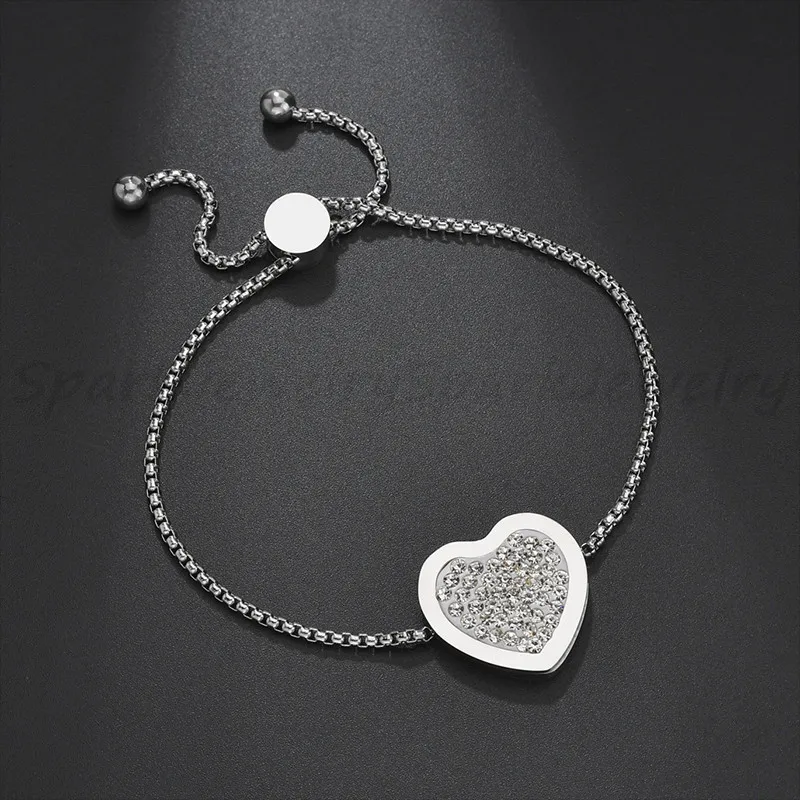 Женский браслет с подвеской в виде сердца из нержавеющей стали
