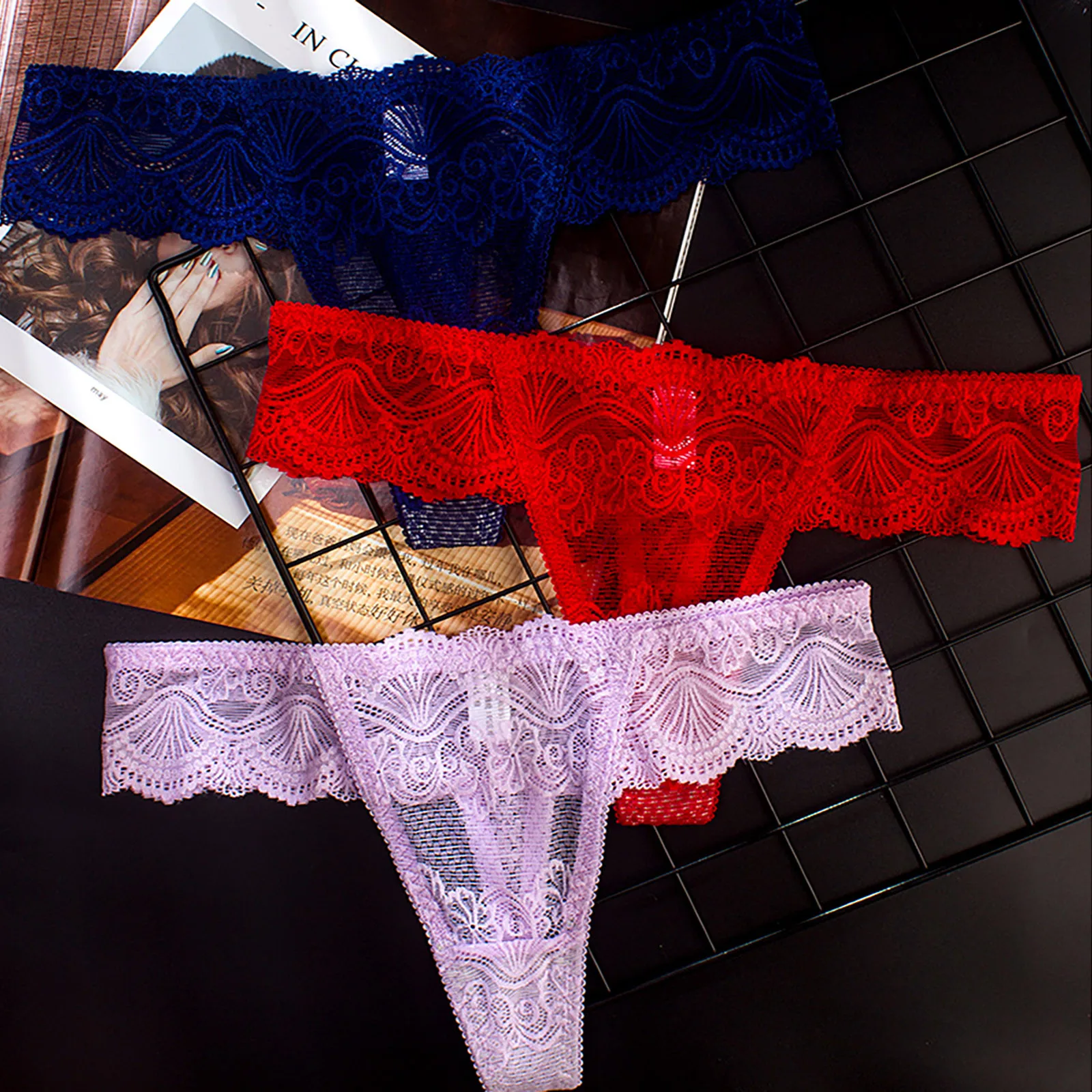 Кружево Для женщин сексуальные трусики стринги бесшовные нижнее белье