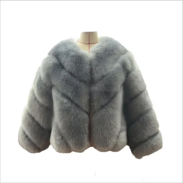 

Fox Short Plush Stitching Faux Fur Artificial Fur Coat Ladies Fluffy Top Winter Woman Coat Coat Jacket Femme