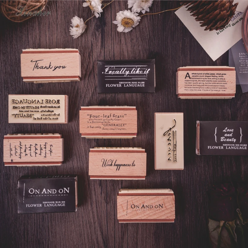 Винтажный цветок языковое благословение декоративный штамп стандартный для