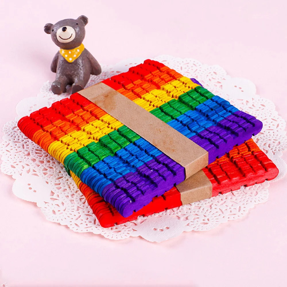 

400 Pcs 1 Set Multipurpose Wooden Sticks Simple Handicraft Supplies (Colorful)