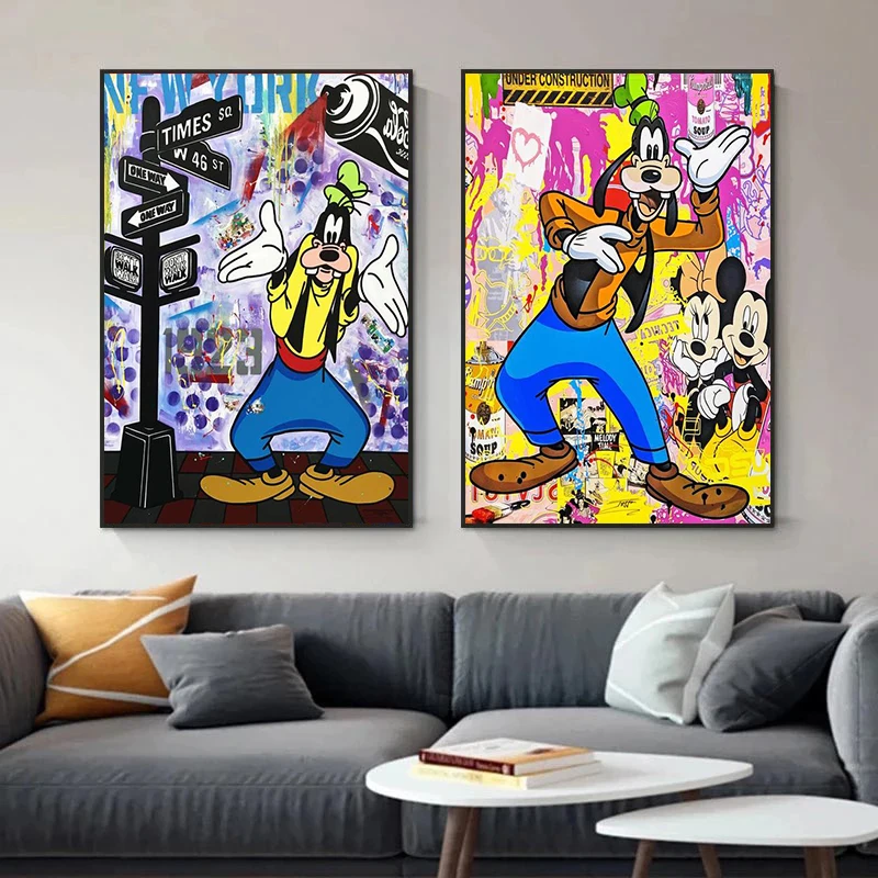 

Disney граффити Бэнкси Микки Маус Холст Картина принты и плакаты настенные художественные картины для гостиной Декор домашний декор
