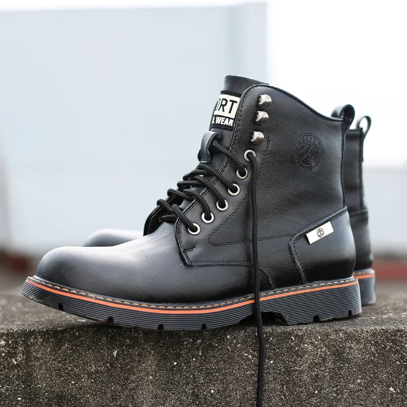 

Misalwa 2021 весна/зима Оригинальные кожаные мужские ботинки с круглым носком деловые низкие ботинки однотонные зимние брендовые рабочие ботинк...