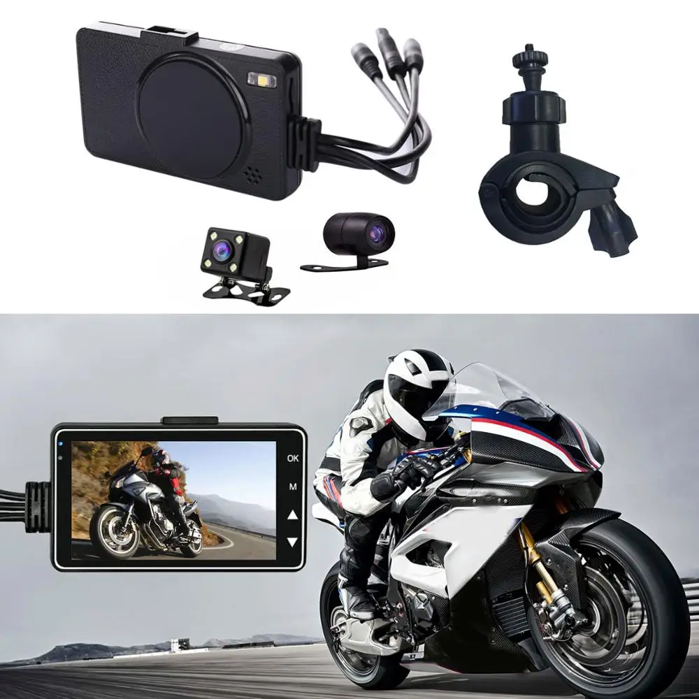 

Areyourshop Universal 3" 140° Waterproof Dual Action Camera Video Recorder DVR IP68 1080P HD Motorcycle Recorder LCD Screen Part