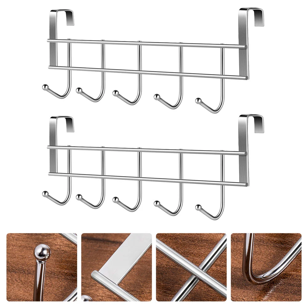 

2pcs Thickened Door Hooks Stainless Steel Hanger Versatile Cupboard Hangers