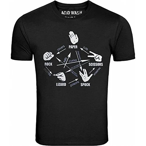 

Men T-shirt Rock Paper Scissors Lizard Spock Sheldon Cooper The Big Bang Theory T-Shirt Short Sleeve T-Shirt