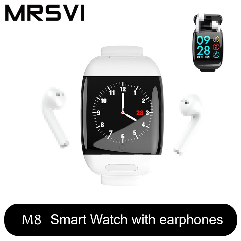 

2in1 m8 Smart Watch With BT TWS Earphone Sport Watch Heart Rate Monitor Calling Wristband G36 Wireless Earbud PK T89 M1 M6 M7