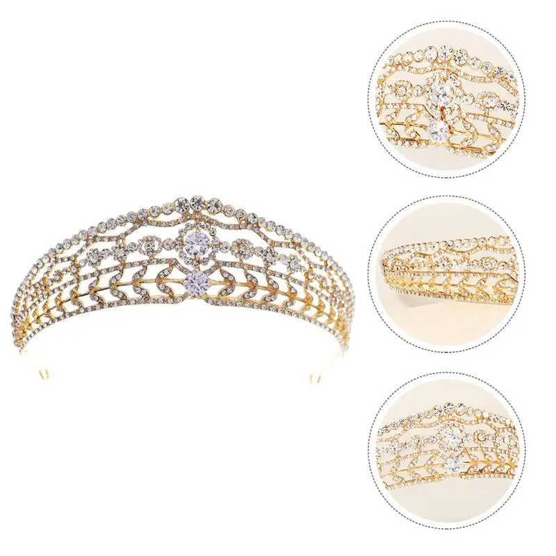 

1pc Party Crown Female Decorative Hair Hoop Retro Headdress Fangle Crown