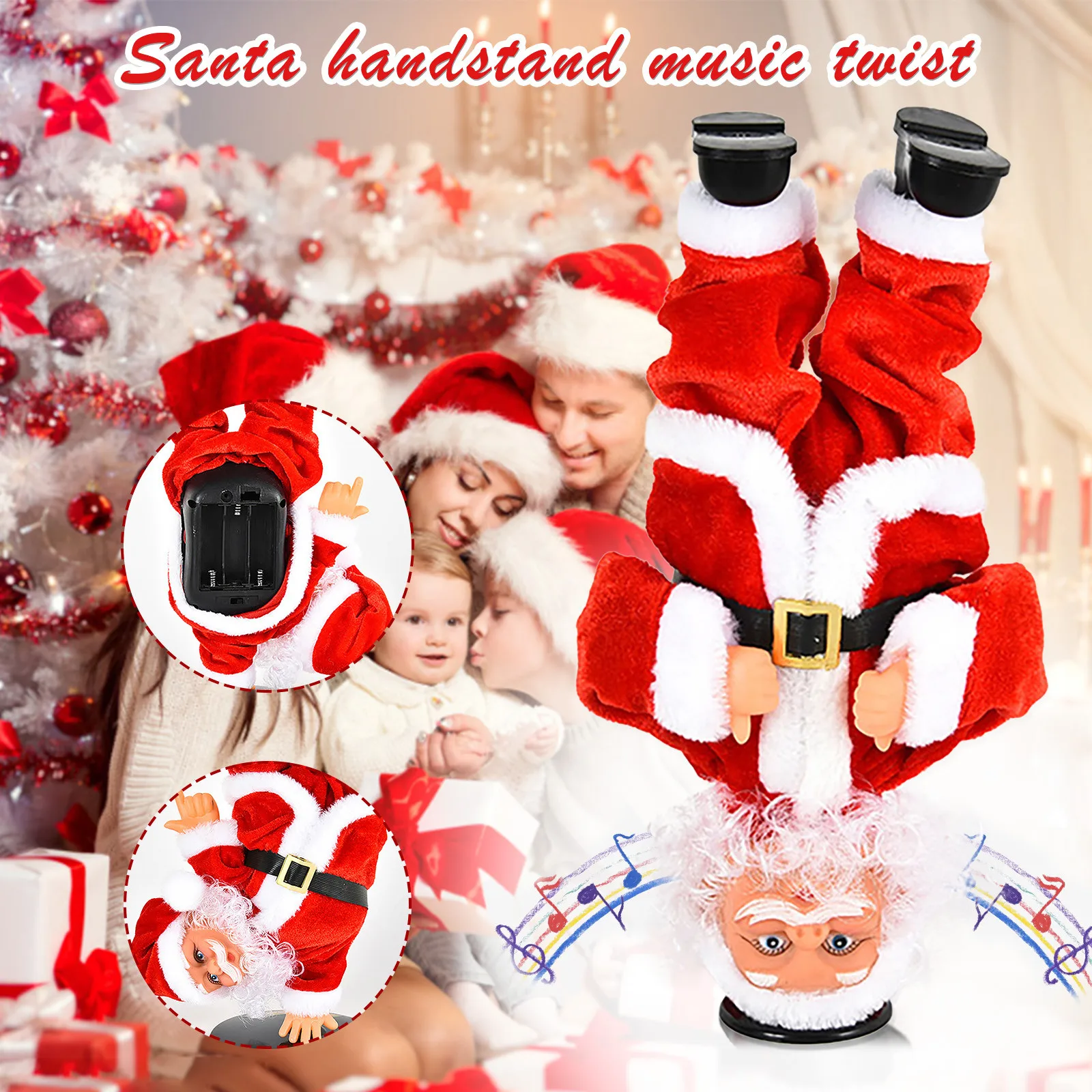 

Creative Electric Handstand Hip-hop Santa Claus Doll with Music Children's Toys Ornaments Dancing and Singing Christmas Gift #40