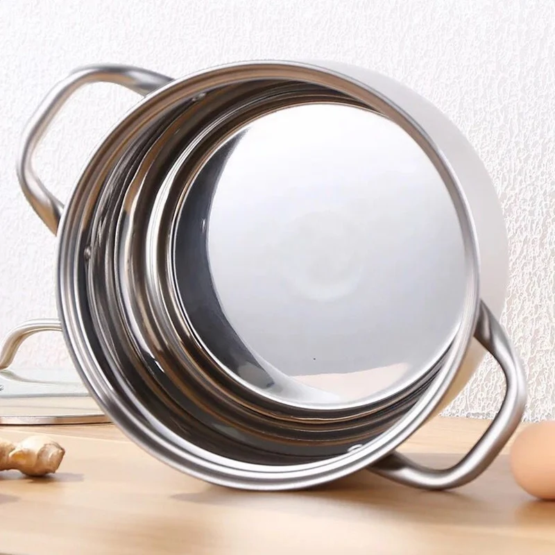 Суповая кастрюля из нержавеющей стали 22cm304 с двумя ушками и двойным дном