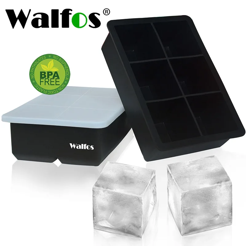 

Walfos Whiskey Cocktail Big Ice Cube Tray 6 Holes Ice Cube Form Round Shaped Ice Ball Maker Silicone Ice Mold Bar