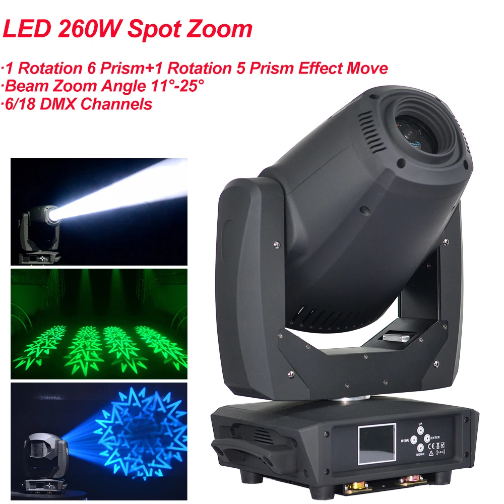 Новый сценический прожектор 260 Вт светодиодный с движущейся головкой 6/18 каналов