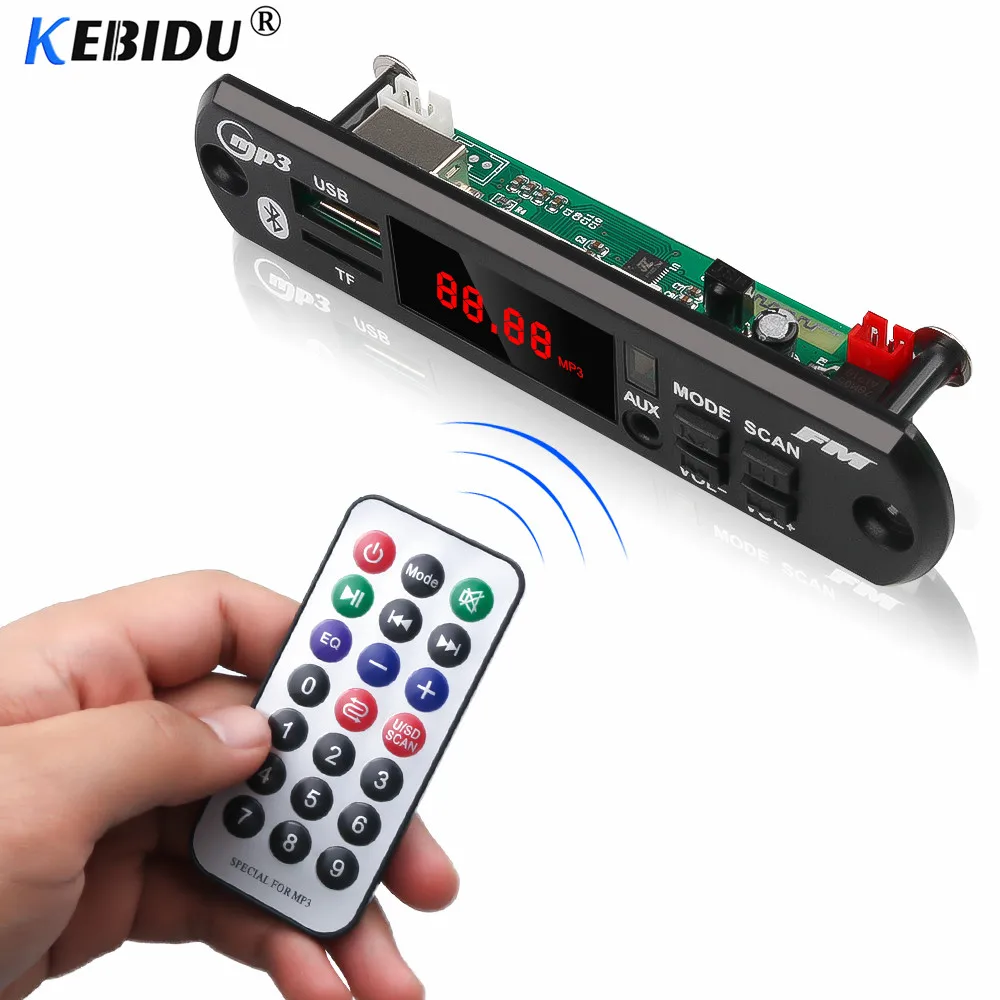 Kebidu 5 в 12 В MP3 декодер WMA автомобильный аудио-USB TF модуль fm-радио беспроводной Bluetooth MP3-плеер цветной экран для автомобиля