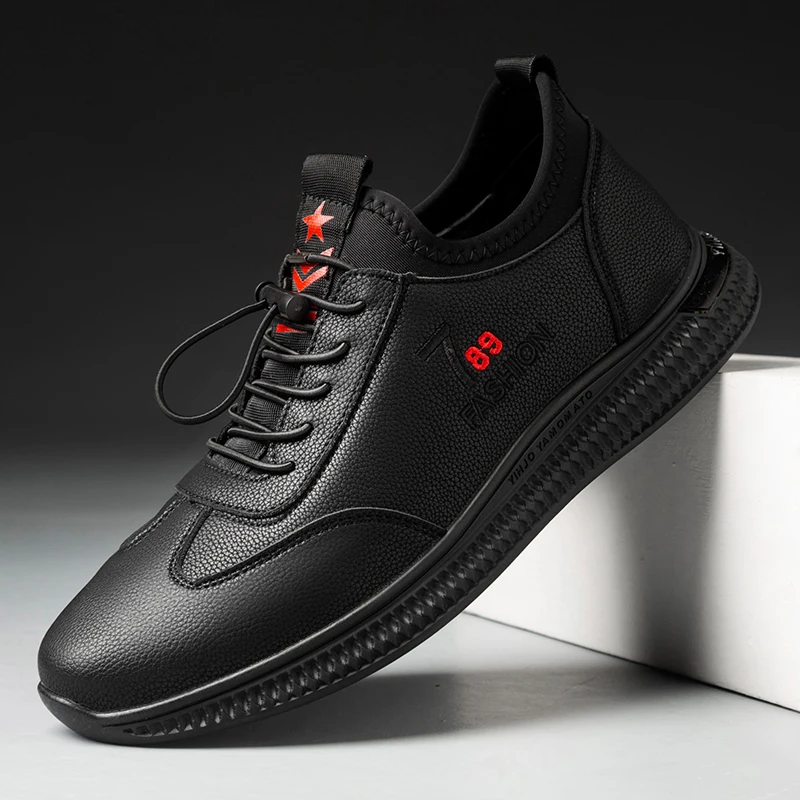 Spring and autumn high quality pu tide shoes men's round head flat sports casual 19117 | Обувь