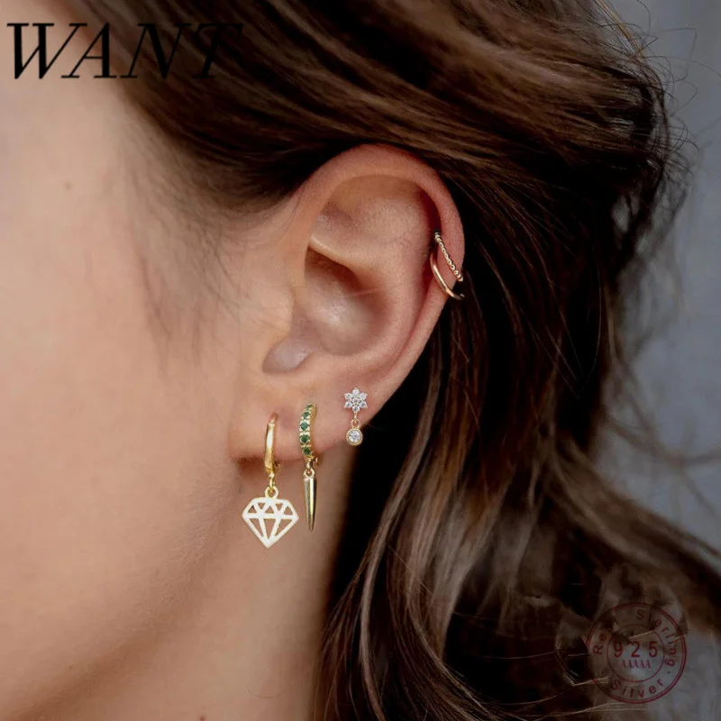 Женские круглые Висячие серьги гвоздики WANTME из 100% стерлингового серебра 925 пробы