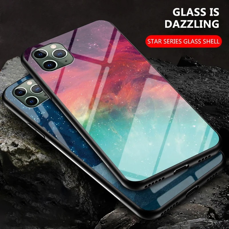

For iPhone 12 11 Pro Max Case Tempered Glass Back Cases for iPhone 12 Mini Anti-fall Cover