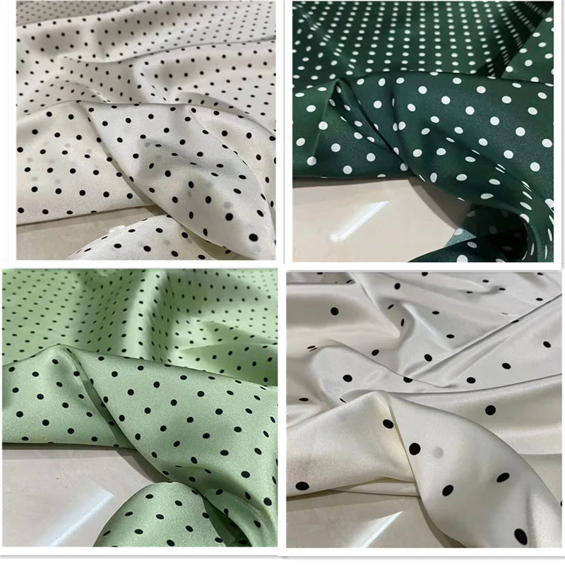 

Classic Polka-dot Silk Fabric, High-end 19 Mumi Stretch Satin Polka-dot Shirt Dress Clothing Mulberry Silk Fabric Designer