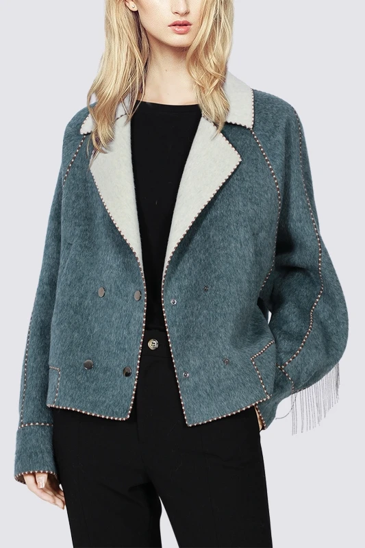 

European Style Coat Women Double Sided Woolen Winter Clothing High Quality Button Abrigo Mujer Invierno Fashion Clothing EB50MN