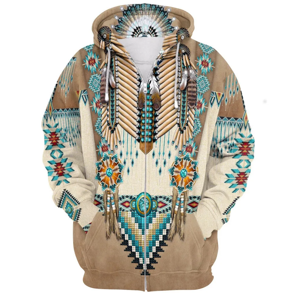 

New Native Indian Style Printed Hoodies Feather Casual Anime Man Woman Hoodie Cosplay Costume Sweatshirt Streetwear Top