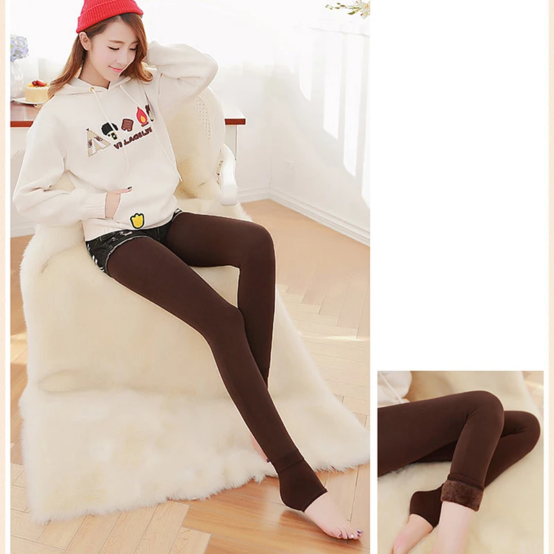 

Autumn Winter Thick Warm Leggings Female Warm Bottom Pants Soft Elastic Leggings Legins Seamless Plush Velvet Leggings