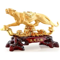 55cm modern abstract lucky gold panther sculpture geometric resin leopard statue wildlife decor gift craft ornament r4297