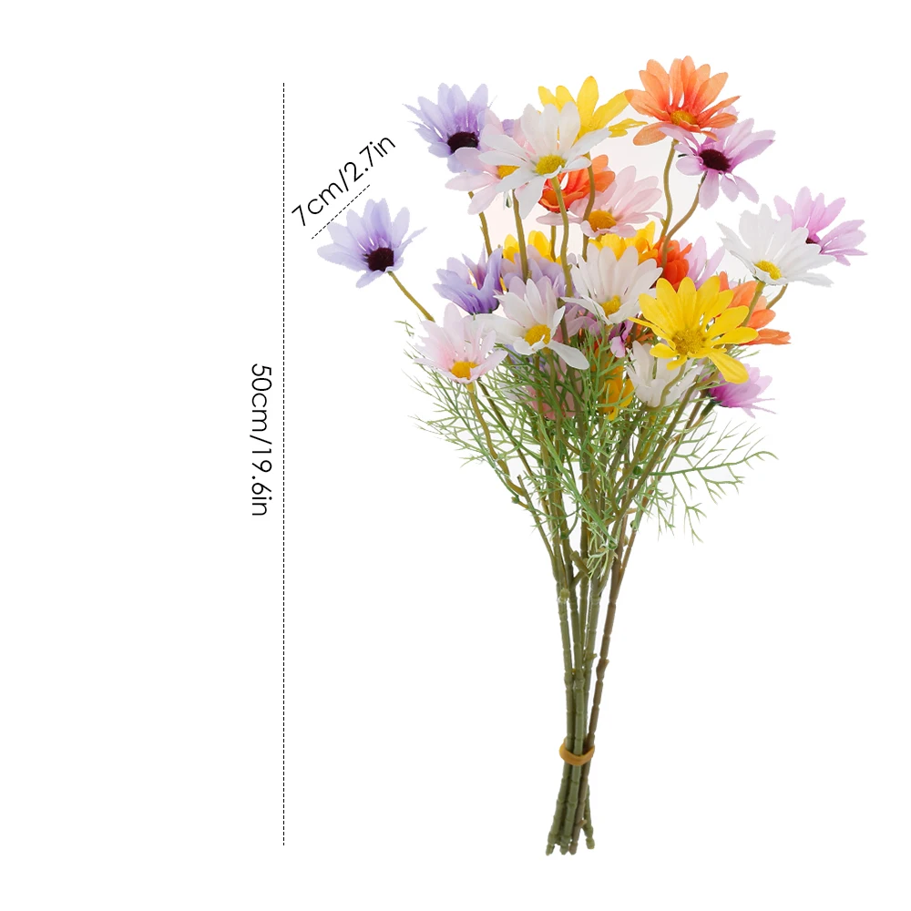 

5 Heads Colorful Artificial Flowers Fake Daisy Bunch Wedding Bridal Bouquet Party Home DIY Decoration Artificial Daisy Flower