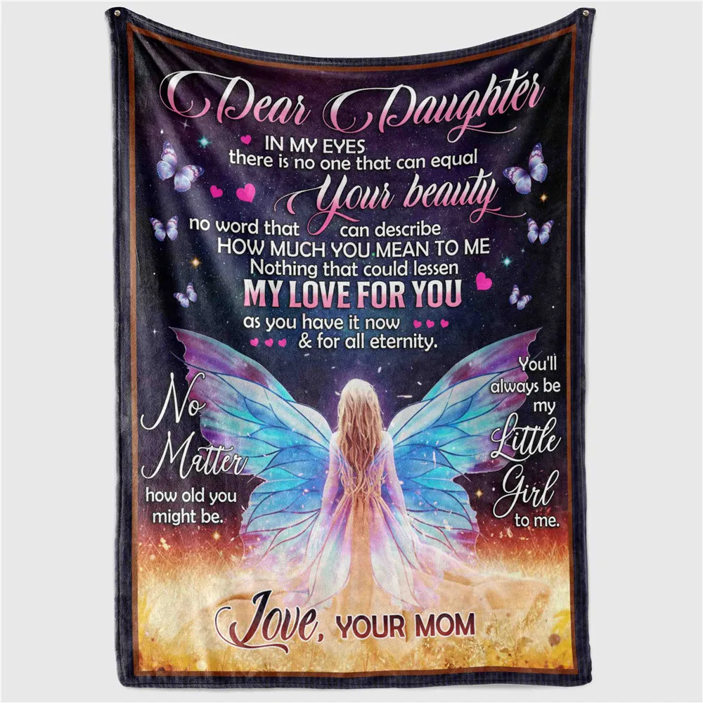 

CLOOCL Mom To Daughter Flannel Blankets 3D Graphics No One Else Will Ever Know The Strength Of My Love For You Plush Quilts