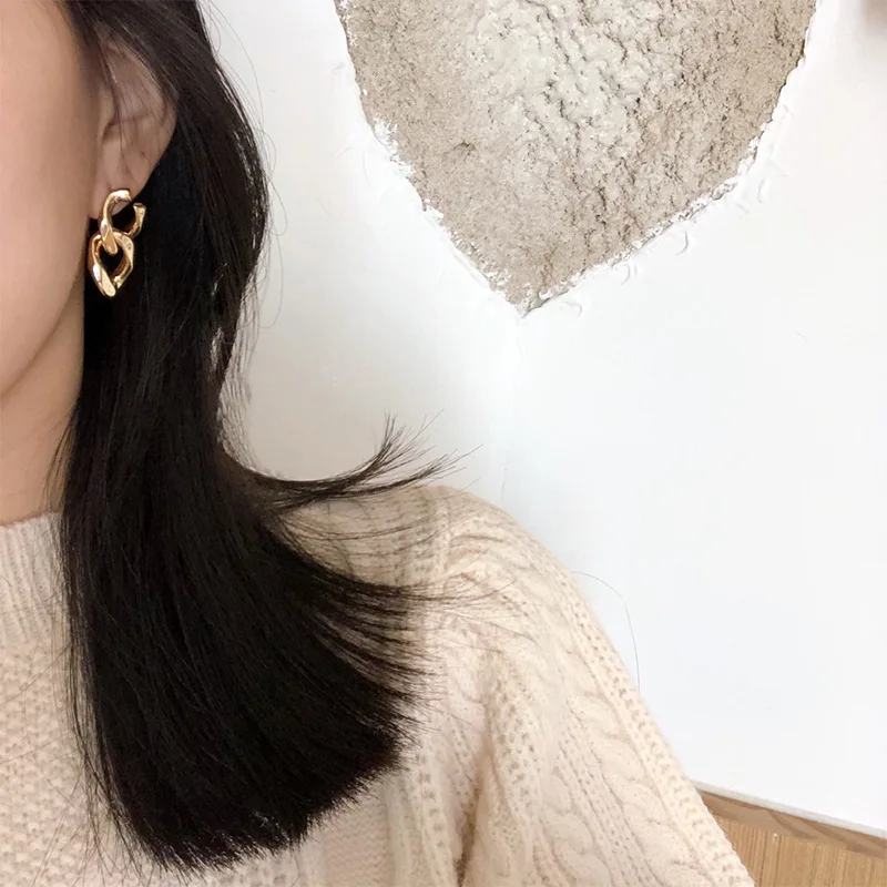 

Punk Tassel Chain Earrings Gold Color Irregular Dangle Earrings For Women Fashion Jewelry Ladies Pendientes Korean