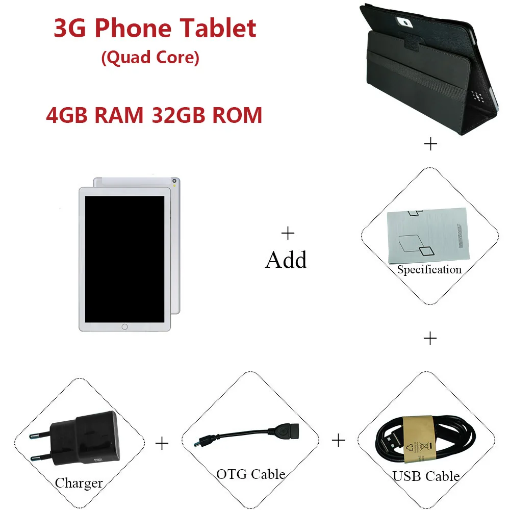3G Add cover case ANRY, новинка, 10 дюймов,, 4G, LTE, телефонный звонок, Android 7,0, четыре ядра, 4 Гб+ 64 ГБ, Android, планшет, ПК, ips, HD, ПК, планшет, 10,1, gps, WiFi - Комплект: 3G Add cover case