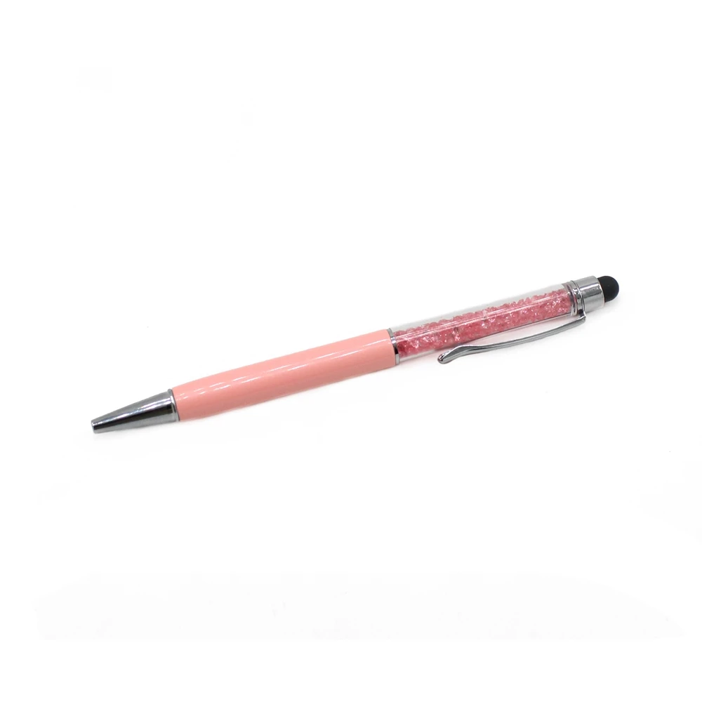 Peachpink 10 шт. персонализированный гравированный Кристалл бриллиант металлические шариковые ручки стилусы для сенсорных экранов свадебный подарок для предродовой вечеринки - Color: Peachpink