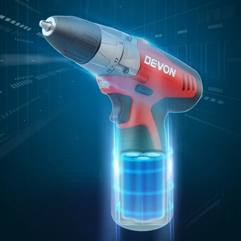 DEVON 12V электрическая Беспроводная электродрель-отвёртка перезаряжаемая мини беспроводная ударная мощность Драйвер Toolsl 2-speed 10 мм литий-ионный