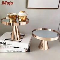 msjo metal cake stand gold european style dessert display rack birthday party decoration cupcake stand mirror tray plating stand