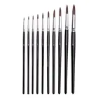 Кисть из беличьей шерсти, стержень в виде свечи, кисть для акварели, круглая головка, гуашь, масляная живопись, акриловая ручка, чехол для хранения воды