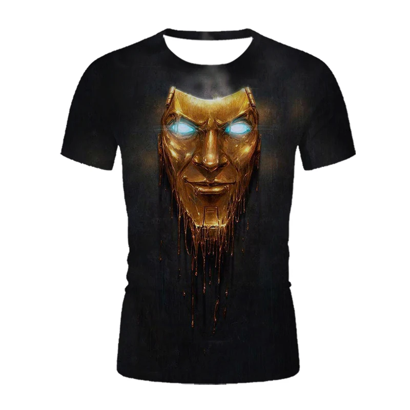 

2021 summer plus size men's horror wind casual fashion trend t-shirt 3DT-shirt comfortable breathable short-sleeved men's Tshirt