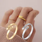 Женское кольцо из нержавеющей стали, маленькое открытое кольцо с двумя именами, 2 мм